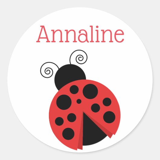 Polka Dot Ladybug gepersonaliseerde Stickers (Voorkant)