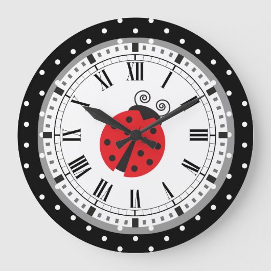 Polka Dot Ladybug Horloge De Style Rétro (Recto)