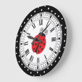 Polka Dot Ladybug Retro Style-klok Grote Klok (Hoek)