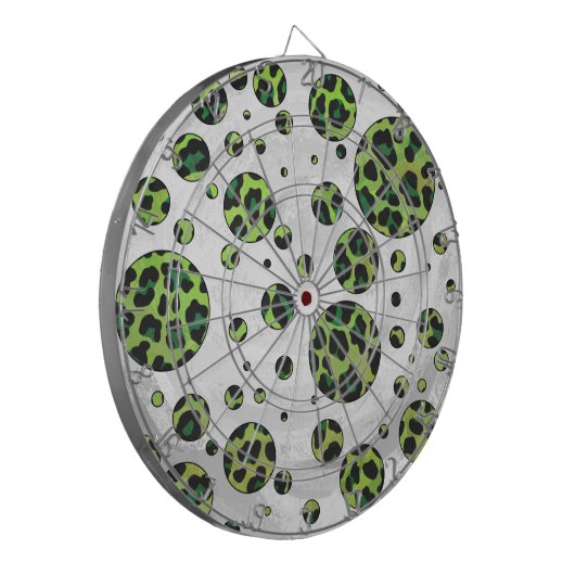 Polka Dot Leopard Black en Green Dartbord (Voorkant Links)