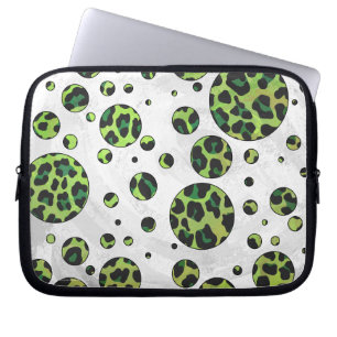 Polka Dot Leopard Black en Green Laptop Sleeve