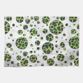 Polka Dot Leopard Black en Green Theedoek (Horizontaal)
