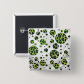 Polka Dot Leopard Black en Green Vierkante Button 5,1 Cm (Voorkant /achterkant)