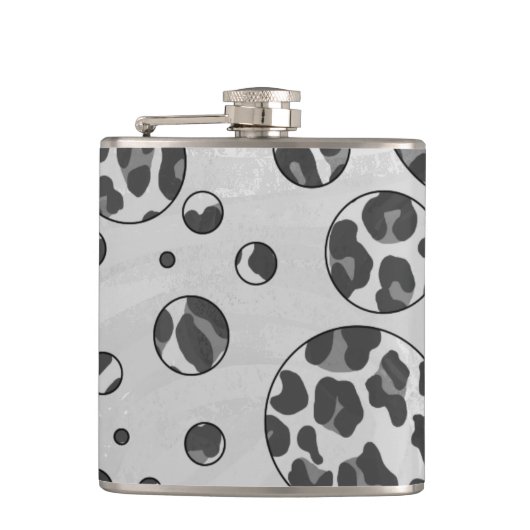Polka Dot Leopard Black en White Design Heupfles (Voorkant)