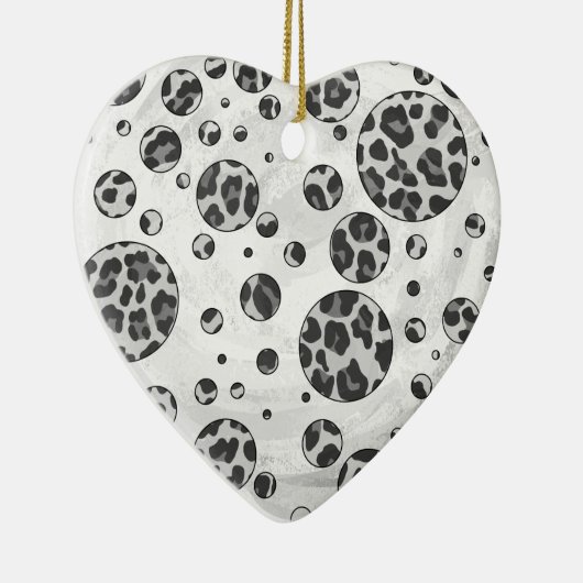 Polka Dot Leopard Black en White Design Keramisch Ornament (Rechts)
