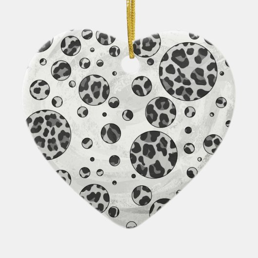 Polka Dot Leopard Black en White Design Keramisch Ornament (Voorkant)
