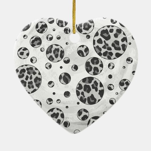 Polka Dot Leopard Black en White Design Keramisch Ornament (Achterkant)
