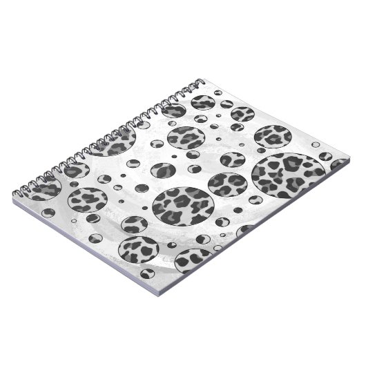 Polka Dot Leopard Black en White Design Notitieboek (Linkerzijde)