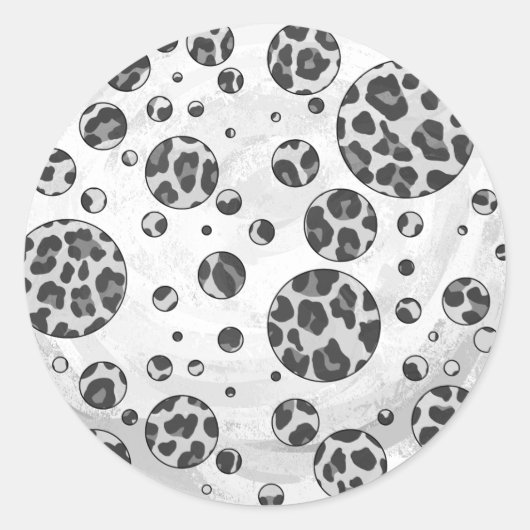 Polka Dot Leopard Black en White Design Ronde Sticker (Voorkant)