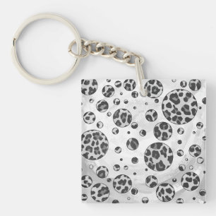 Polka Dot Leopard Black en White Design Sleutelhanger