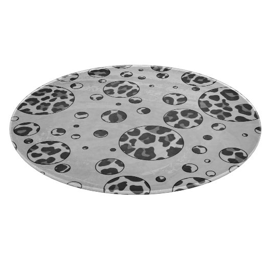 Polka Dot Leopard Black en White Design Snijplank (Hoek)