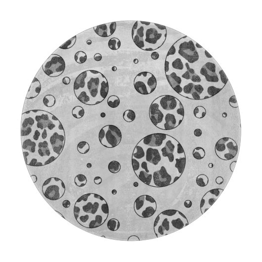 Polka Dot Leopard Black en White Design Snijplank (Voorkant)