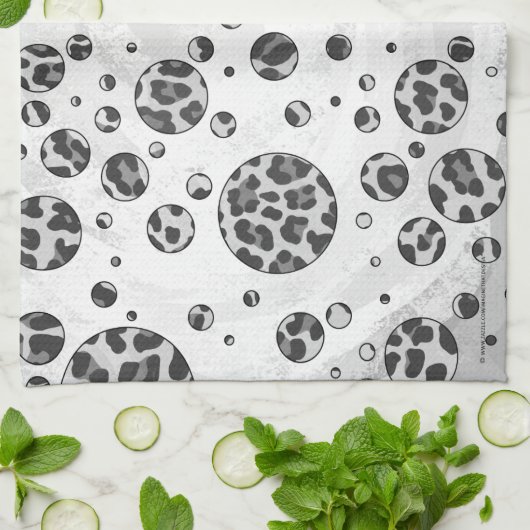 Polka Dot Leopard Black en White Design Theedoek (Gevouwen)