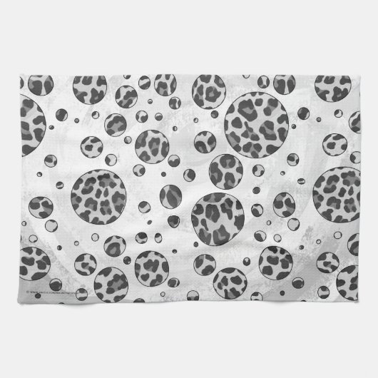 Polka Dot Leopard Black en White Design Theedoek (Horizontaal)