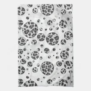 Polka Dot Leopard Black en White Design Theedoek