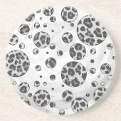 Polka Dot Leopard Black en White Design Zandsteen Onderzetter (Voorkant)