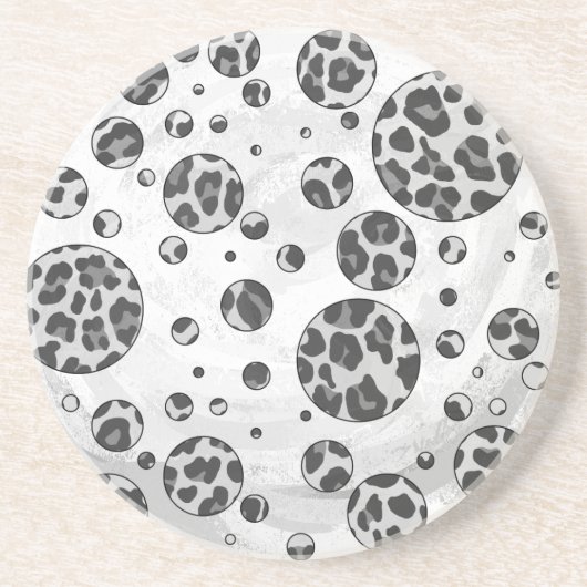 Polka Dot Leopard Black en White Design Zandsteen Onderzetter (Voorkant)