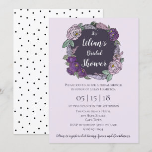 Polka Dot Lila & Lavendel Bloemen Vrijgezellenfees Kaart