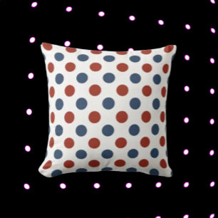 Polka Dot Marine en Rood Kussen