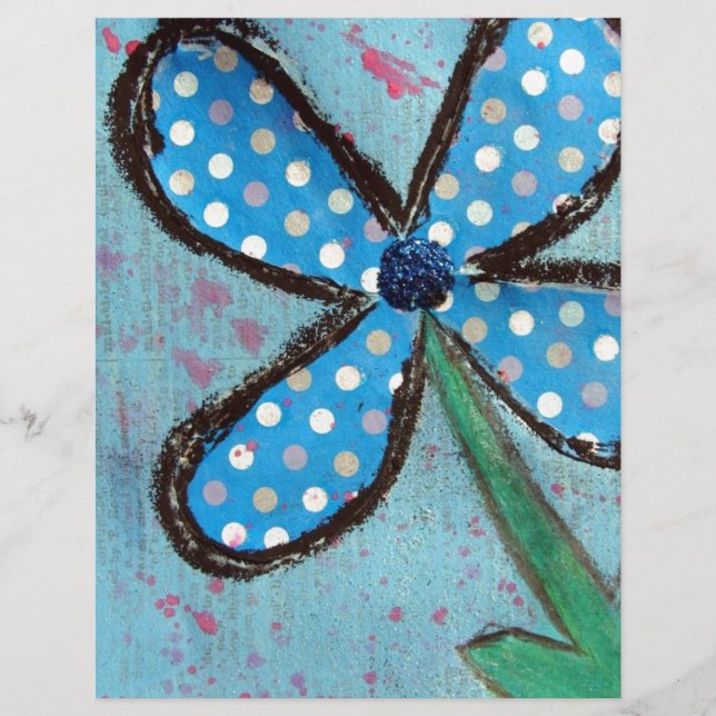 Polka Dot Mixed Media Flower (Voorkant)