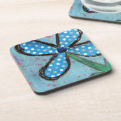 Polka Dot Mixed Media Flower Bier Onderzetter (Linkerzijde)