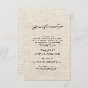 Polka Dot Motif Burlap Mariage Détails Cartes