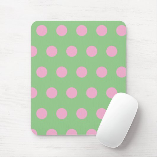 Polka Dot Muismat (Sage Green & Pastel Pink) (Met muis)