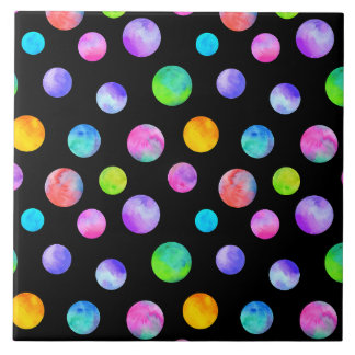 Polka dot multi colored watercolor  tegeltje