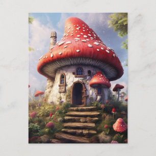 Polka Dot Mushroom House Briefkaart