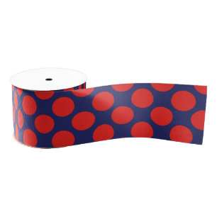Polka Dot (Navy Blue & Red)  Grosgrain Lint