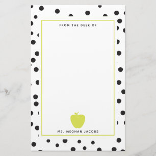 Polka Dot Neon Apple-leraar Briefpapier