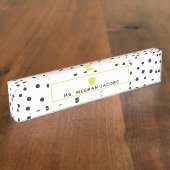 Polka Dot Neon Apple-leraar Naambordje (Zijkant)