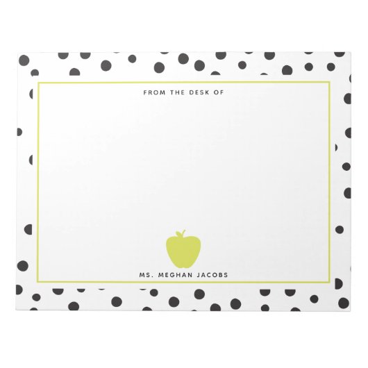 Polka Dot Neon Apple-leraar Notitieblok (Voorkant)