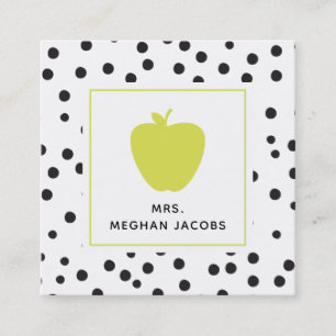 Polka Dot Neon Apple-leraar Vierkante Visitekaartje