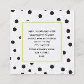 Polka Dot Neon Apple-leraar Vierkante Visitekaartje (Achterkant)