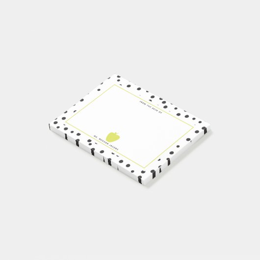 Polka Dot + Neon Apple Teacher Post-it® Notes (Schuin)