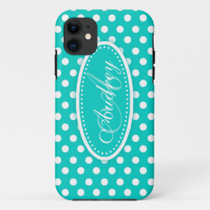 Polka dot nommé turquoise aqua coque iphone