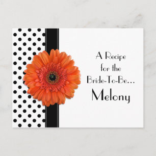 Polka Dot Oranje Daisy Recept Kaart voor de bruid