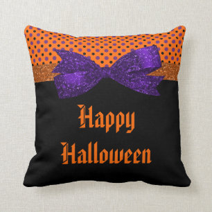 Polka Dot Oranje Paars Black Halloween Kussen