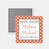 Polka Dot Oranje Save the Date magnet Magneet (Voorkant / Achterkant)