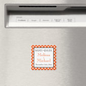 Polka Dot Oranje Save the Date magnet Magneet (Insitu (Vaatwasser))