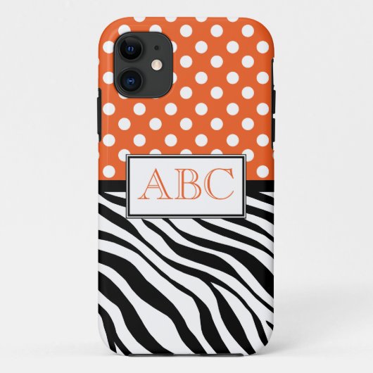 Polka Dot Oranje & Zebra Print iPhone 5 Hoesje (Achterkant)