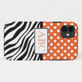 Polka Dot Oranje & Zebra Print iPhone 5 Hoesje (Achterkant (horizontaal))