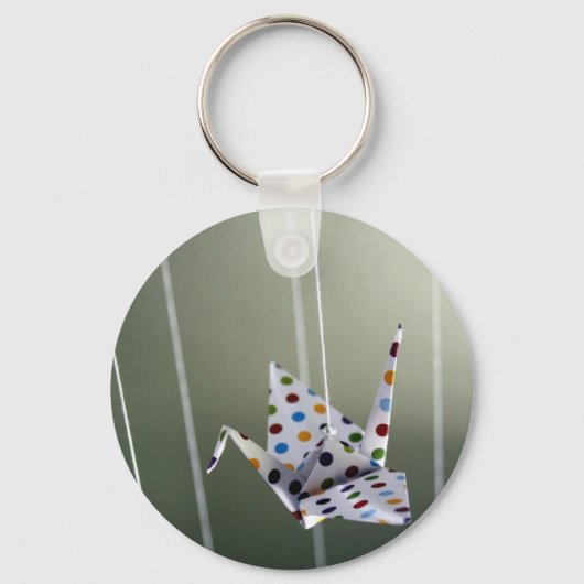 polka dot origami crane sleutelhanger (Voorkant)