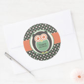 Polka Dot Owl Cartoon Birthday Party Sticker (Envelop)
