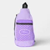 Polka dot paars en wit gepersonaliseerd sling bag (Voorkant)
