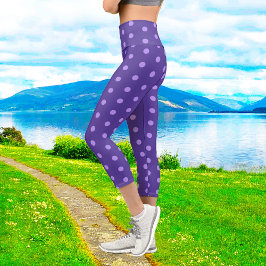 Polka Dot Paars patterned Capri Leggings