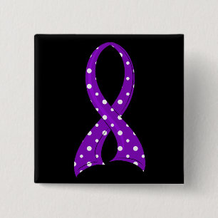 Polka Dot Paars Ribbon Alzheimer Vierkante Button 5,1 Cm