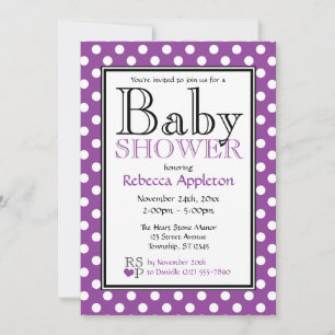 Polka Dot Paarse Baby Shower-uitvindingen Kaart