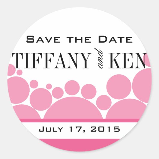 Polka Dot Parade | roze Ronde Sticker (Voorkant)